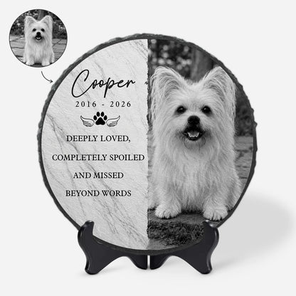 "Deeply Loved" Personalized Pet Memorial Stone - Custom Photo Keepsake Gift