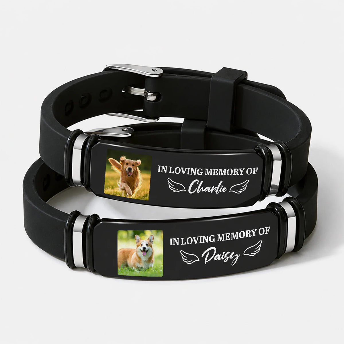 In Loving Memory Of Personalized Pet Memorial Bracelet - Custom Dog & Cat Photo Wristband Keepsake Gift