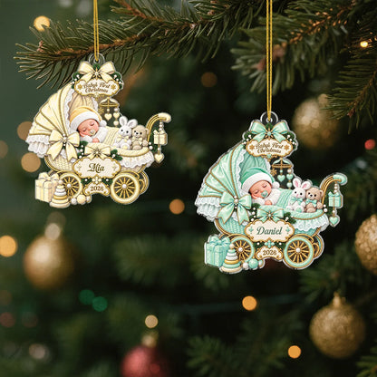 "Baby's First Christmas" Carriage Custom Acrylic Ornament - Keepsake for Newborn