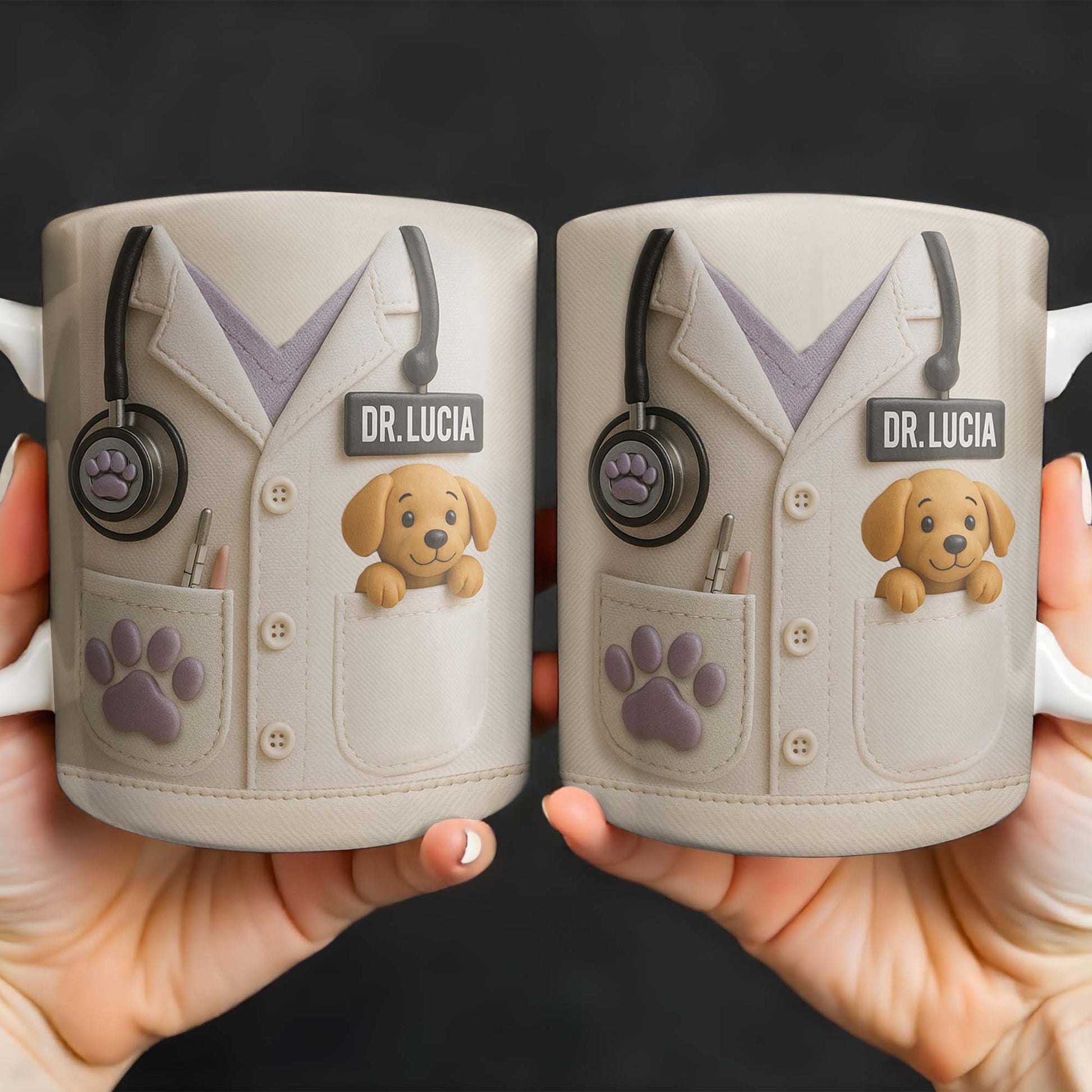 Personalized Vet Lab Coat Coffee Mug - Custom Veterinarian Gift for Dog Lovers and Vet Techs