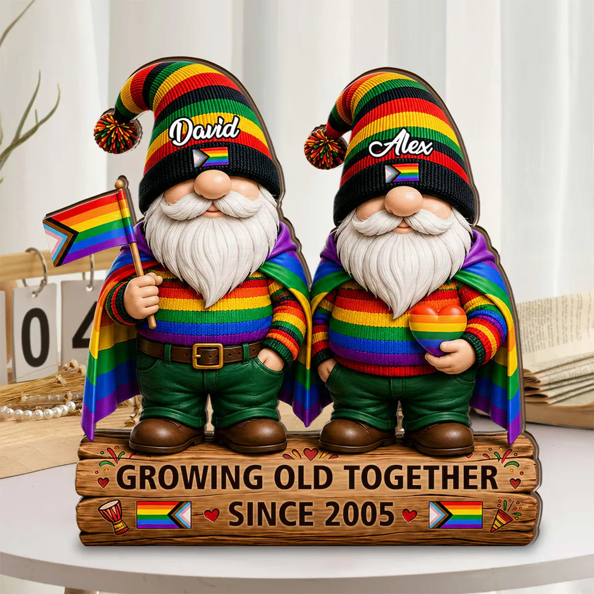 Personalized Lgbtq Pride Wooden Plaque personalization view for Couples