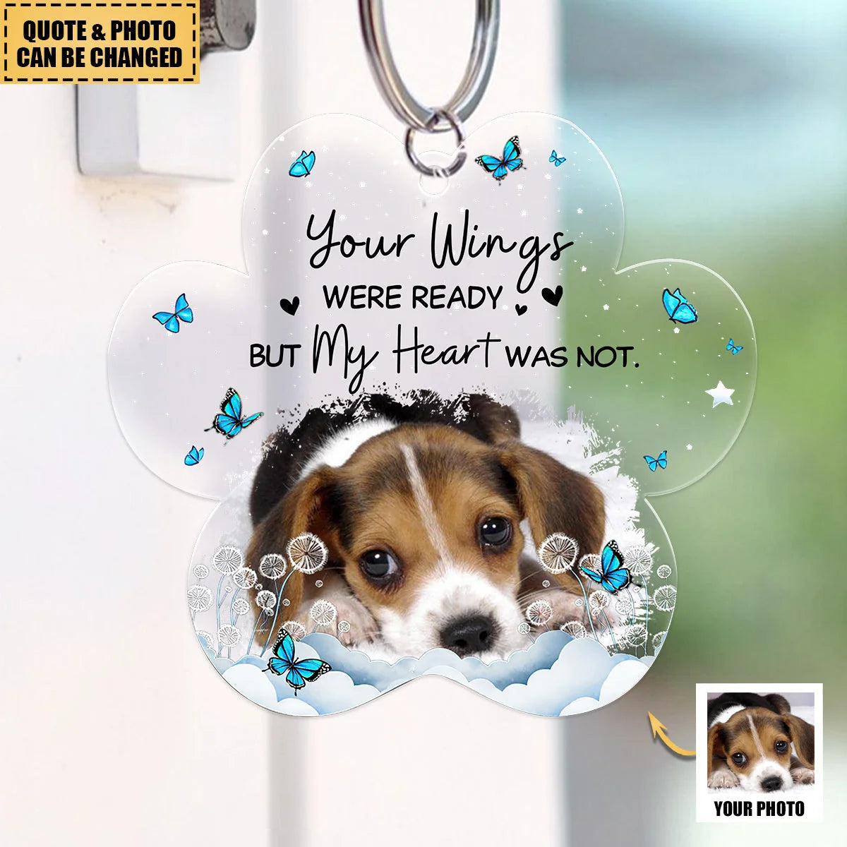 I'm Always With You Personalized Dog Memorial Acrylic Keychain - Custom Pet Loss Keepsake Gift