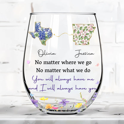 Long Distance Best Friend Wine Glass for Best Friends with personalized design details for meaningful gifting image 9
