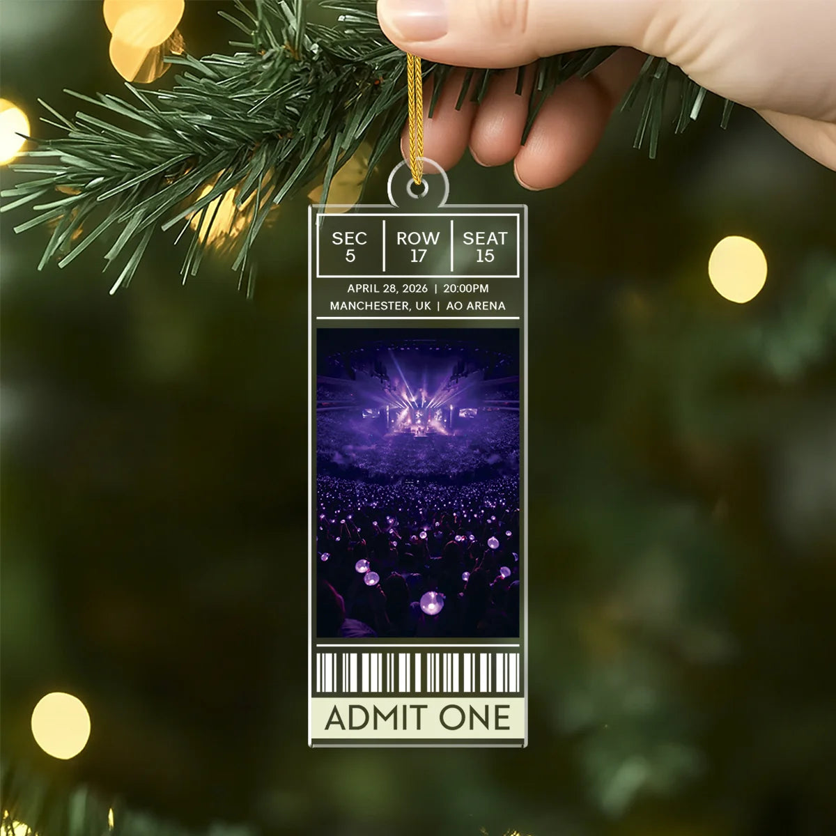 Custom Concert Ticket Acrylic Ornament - Personalized Keepsake Gift for Music Lovers