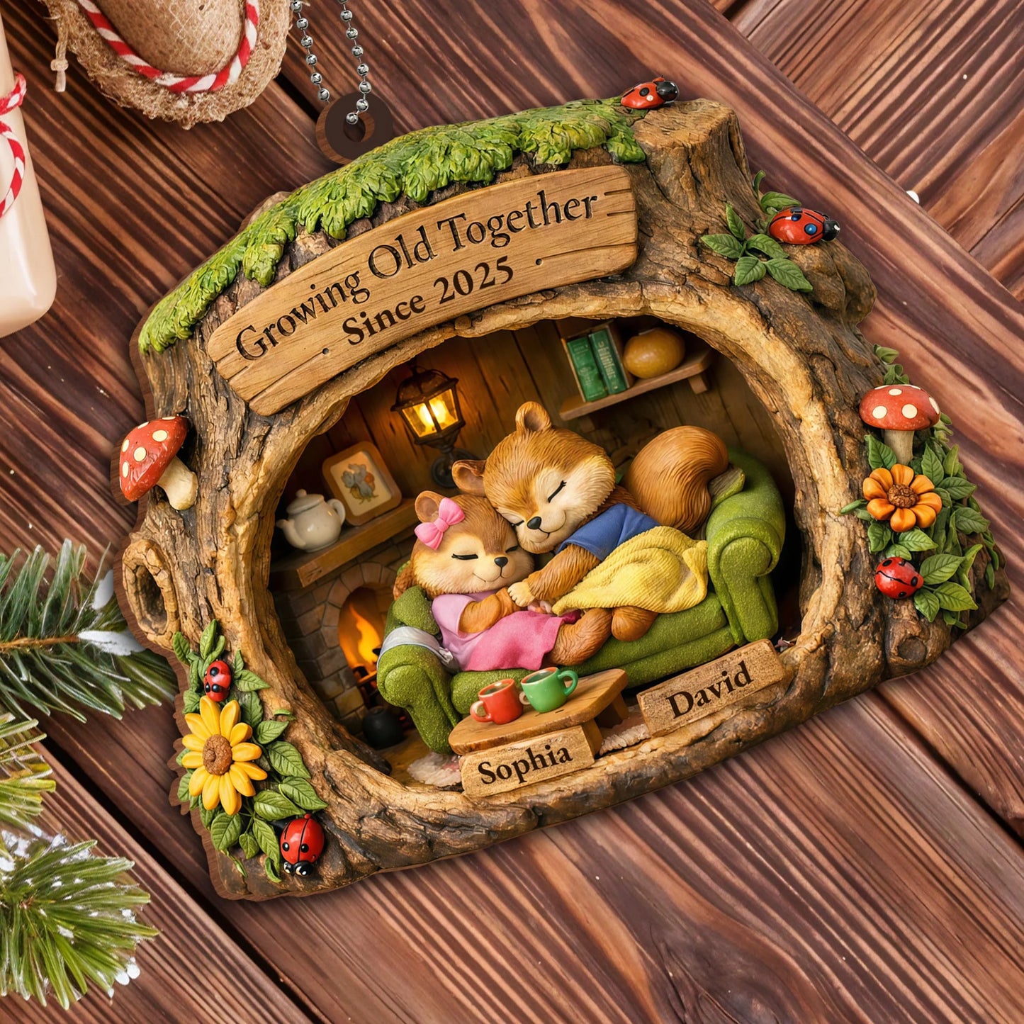 Personalized Couples Car Ornament personalization view for Couples