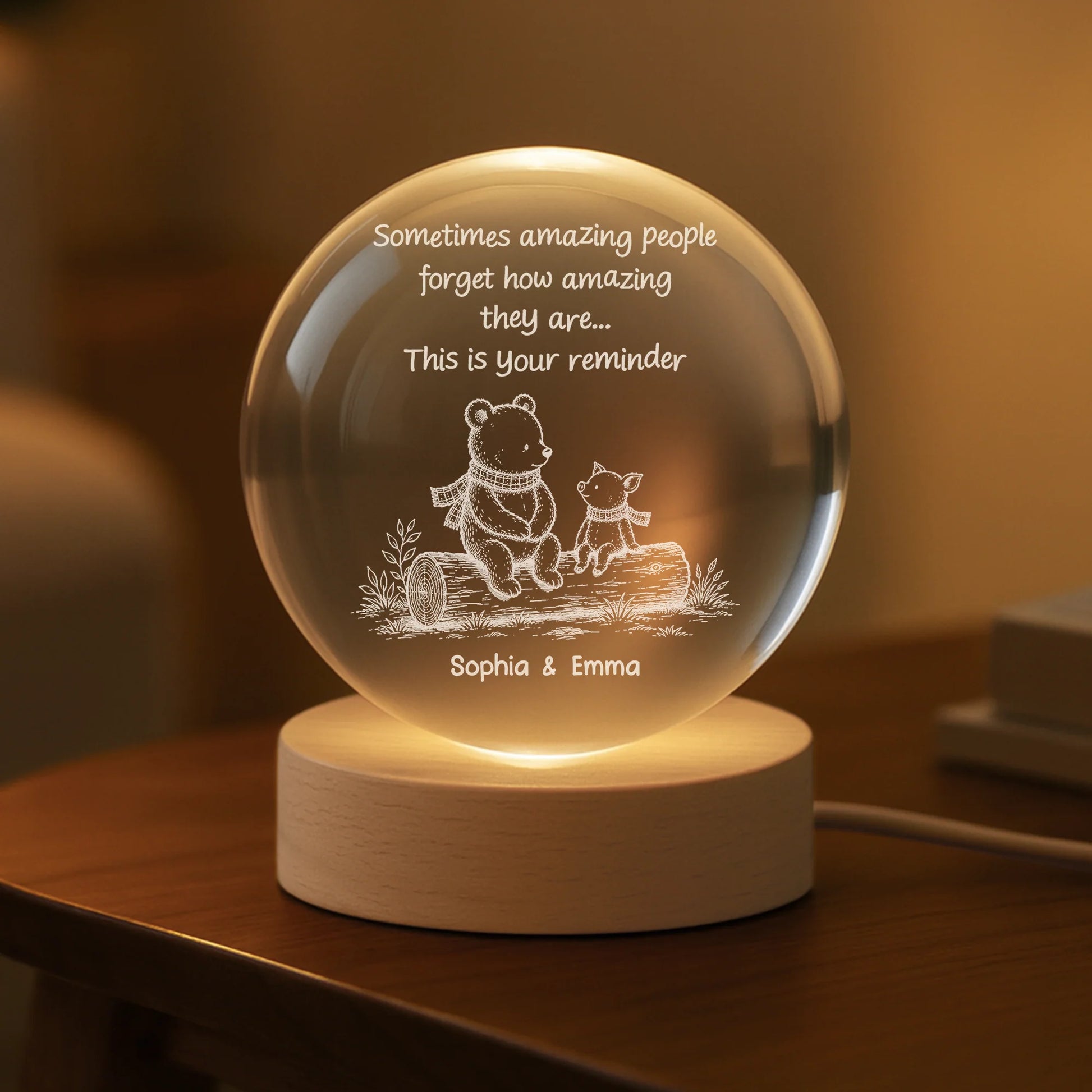 Personalized Crystal Ball Lamp personalization view for Best Friends