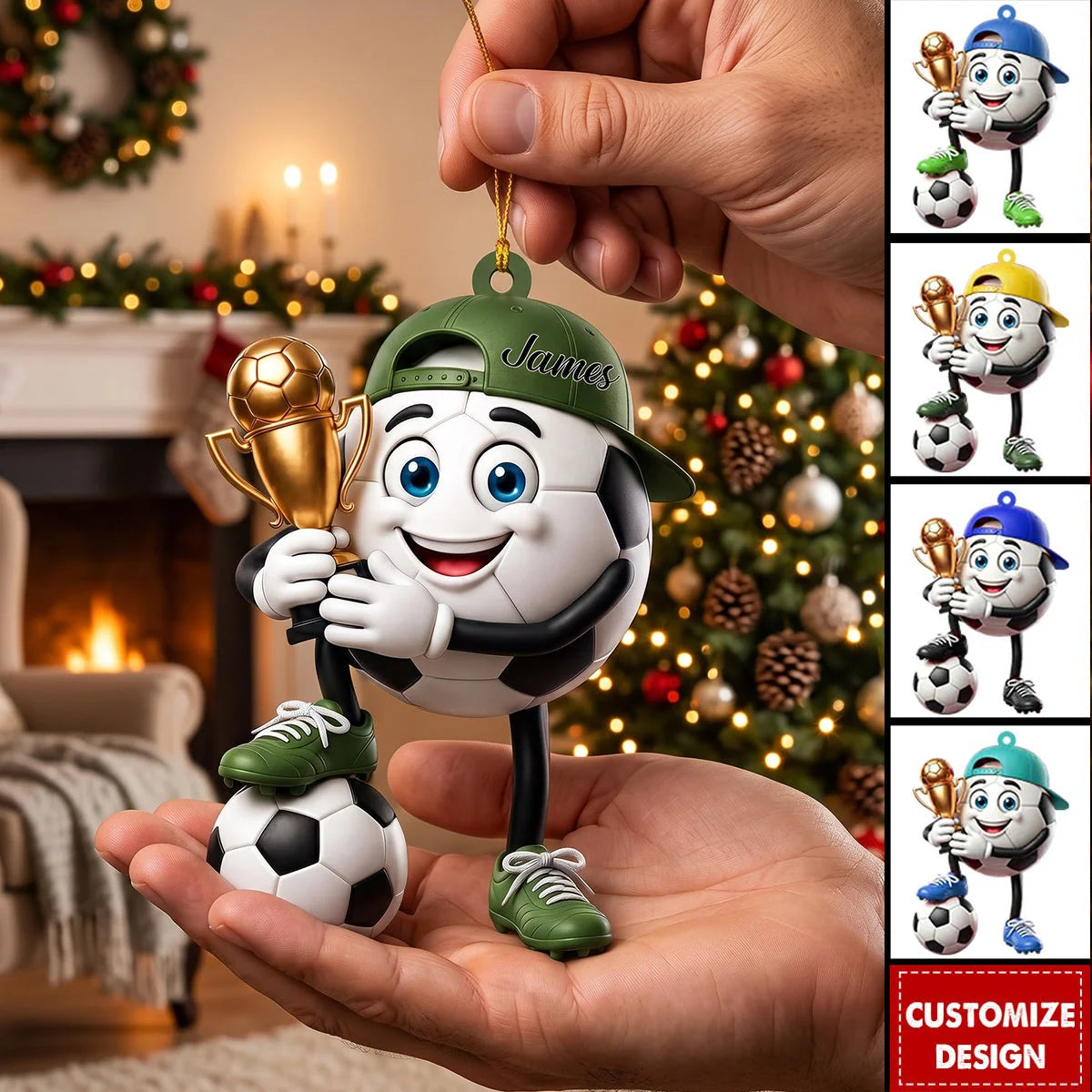 Personalized Soccer Mascot Acrylic Ornament - Custom Soccer Lover Christmas Gift Keepsake