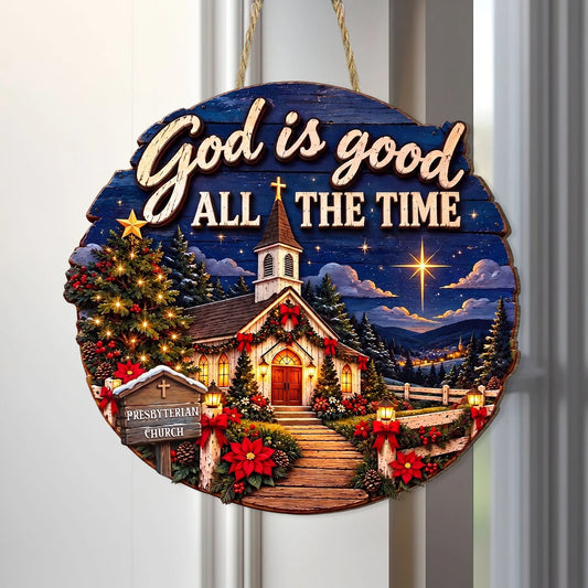 God Is Good All The Time Personalized Wood Sign - Custom Christian Home Decor for Pastor