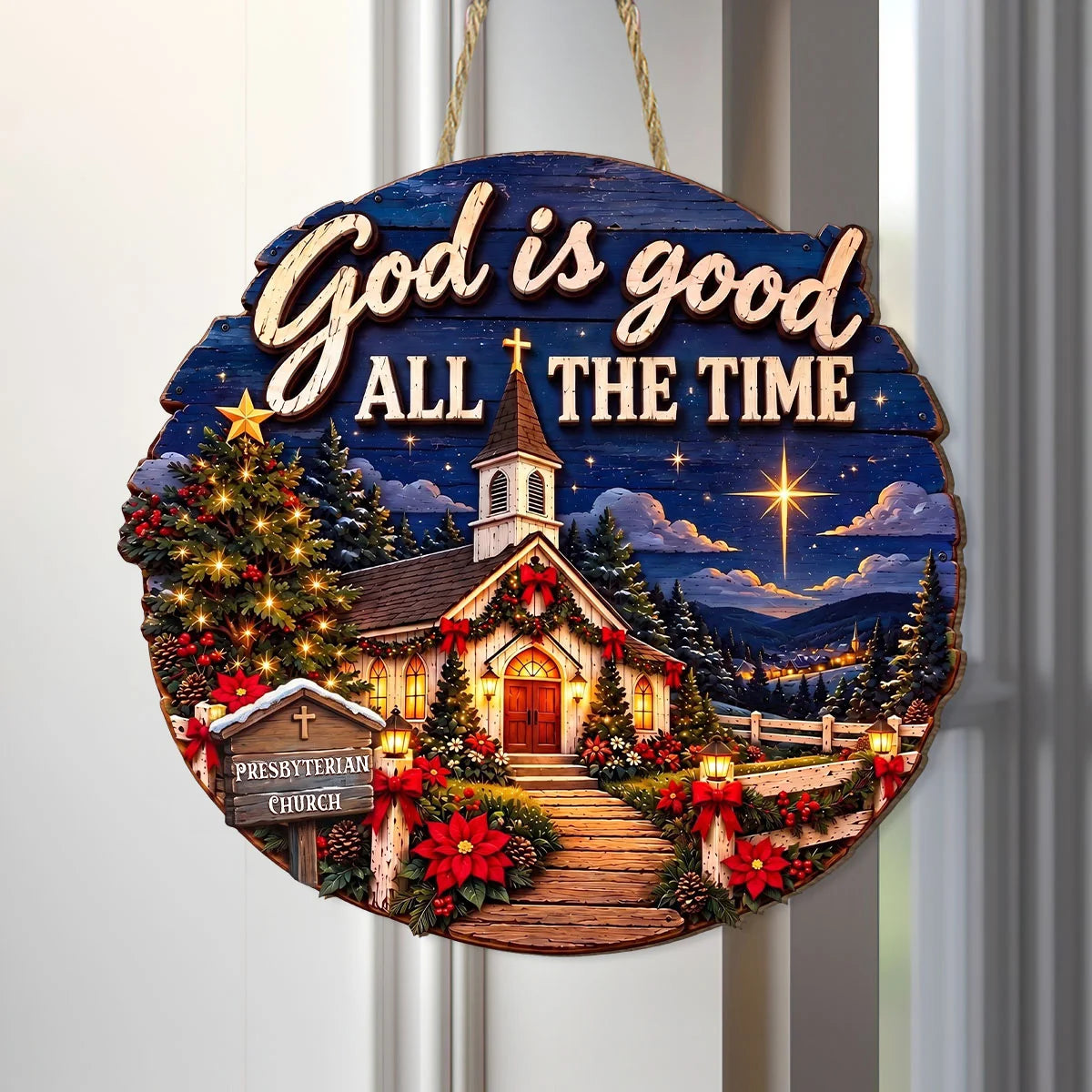 God Is Good All The Time Personalized Wood Sign - Custom Christian Home Decor for Pastor