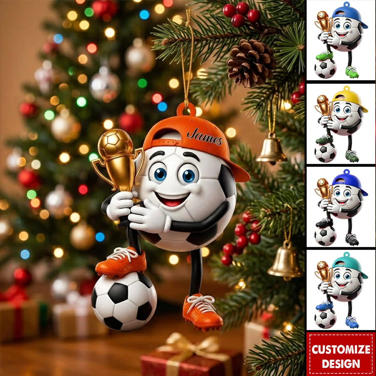 Personalized Soccer Mascot Acrylic Ornament - Custom Soccer Lover Christmas Gift Keepsake