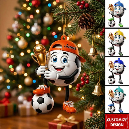 Personalized Soccer Mascot Acrylic Ornament - Custom Soccer Lover Christmas Gift Keepsake