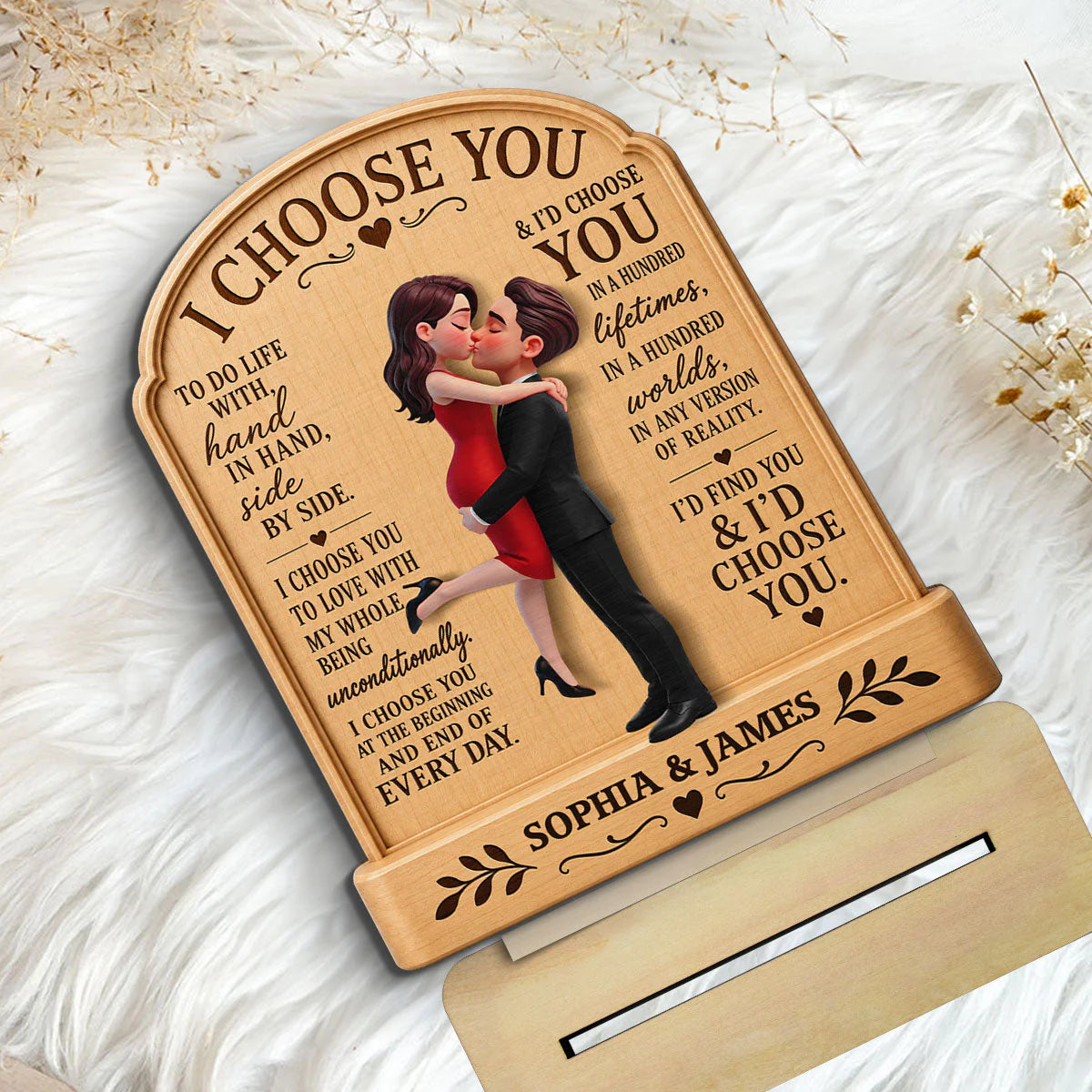 Plaque material and size view - Personalized Anniversary Wooden Plaque