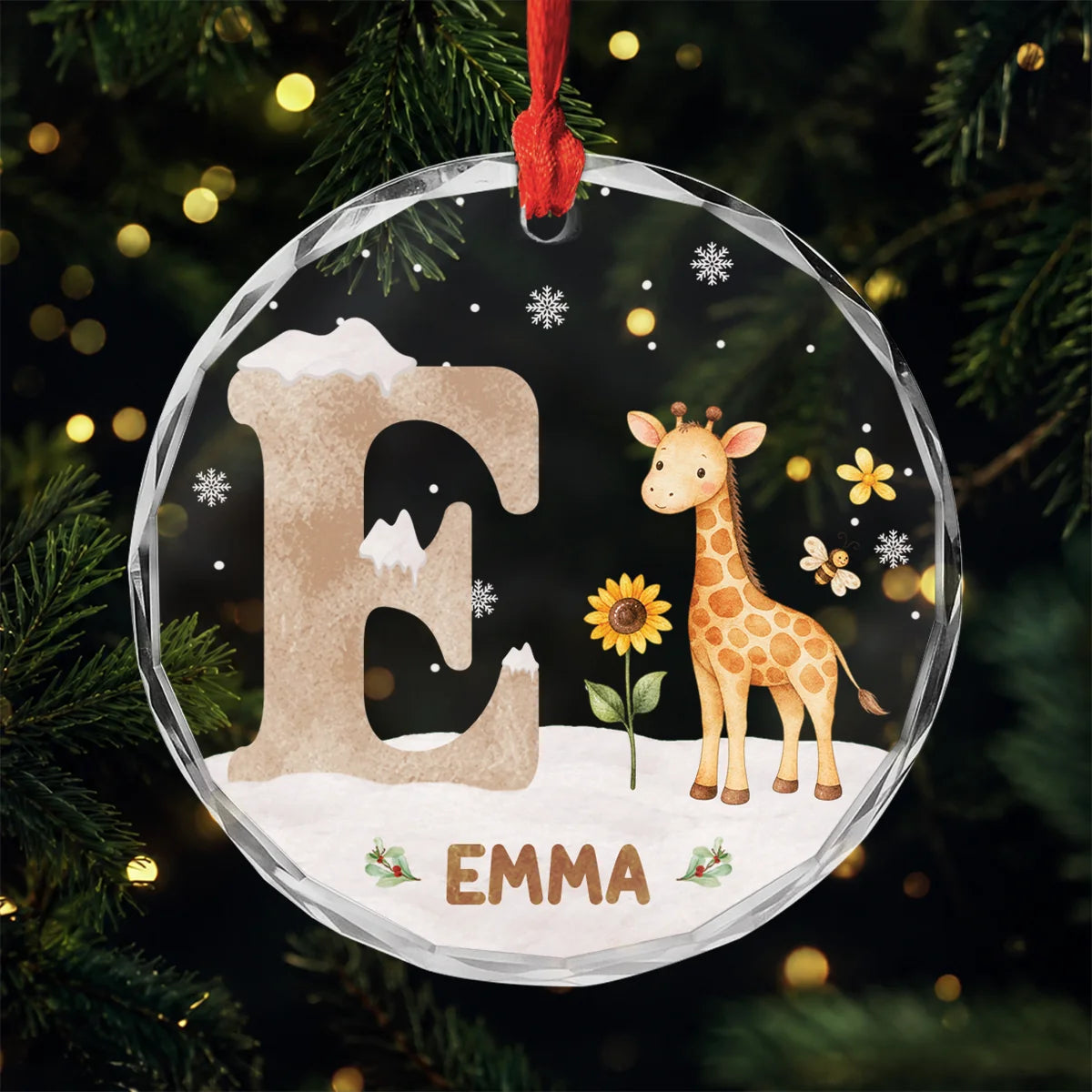 Personalized Initial & Name Glass Ornament - Custom Christmas Keepsake Gift for Kids