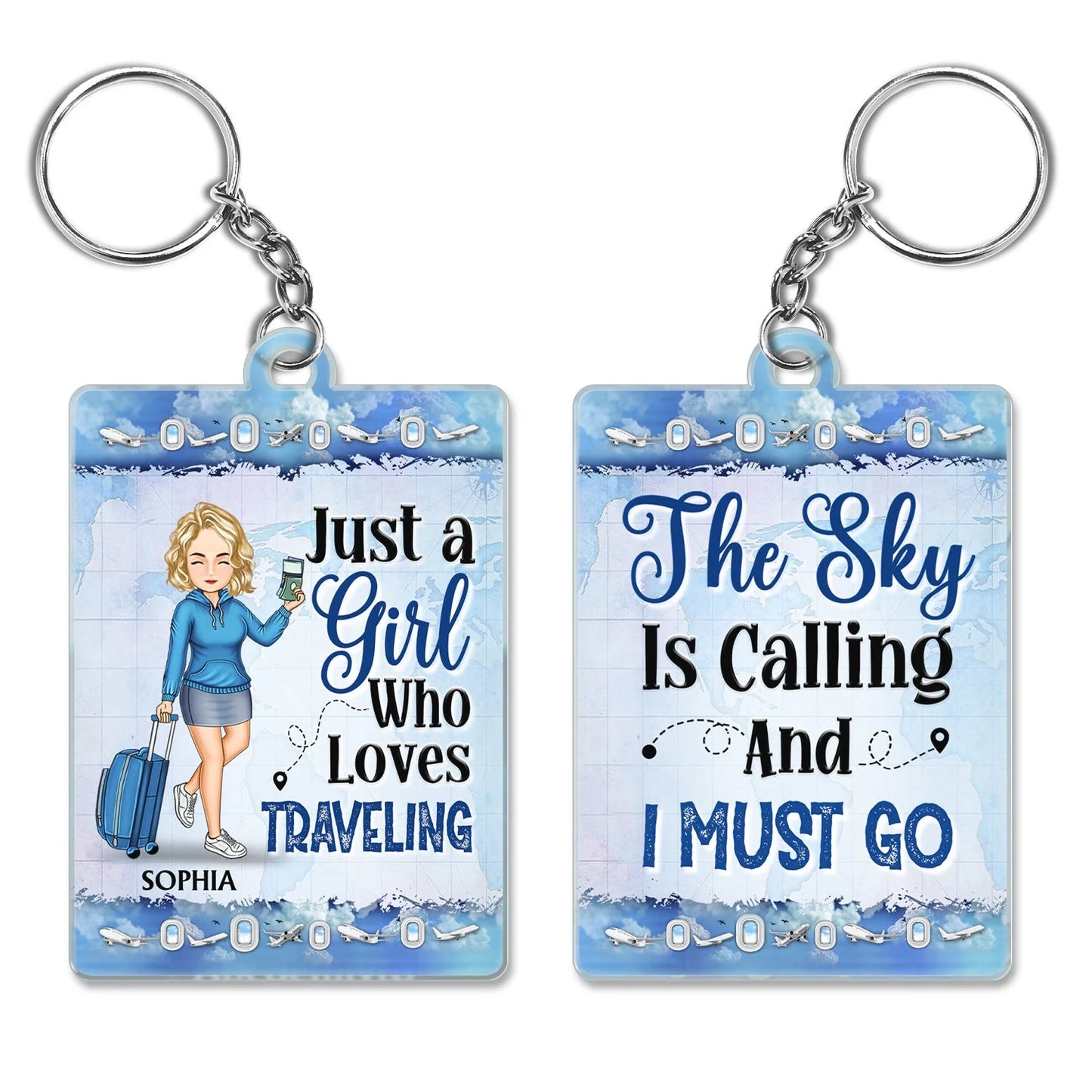 Custom Travel Acrylic Keychain for Yourself with personalized design details for meaningful gifting