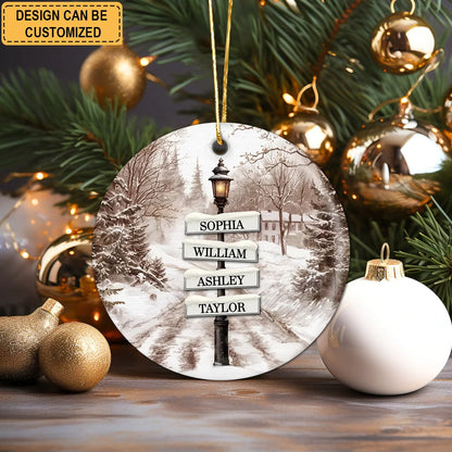 Retro Street Lamp Personalized Ceramic Ornament - Custom Christmas Keepsake Gift for Family