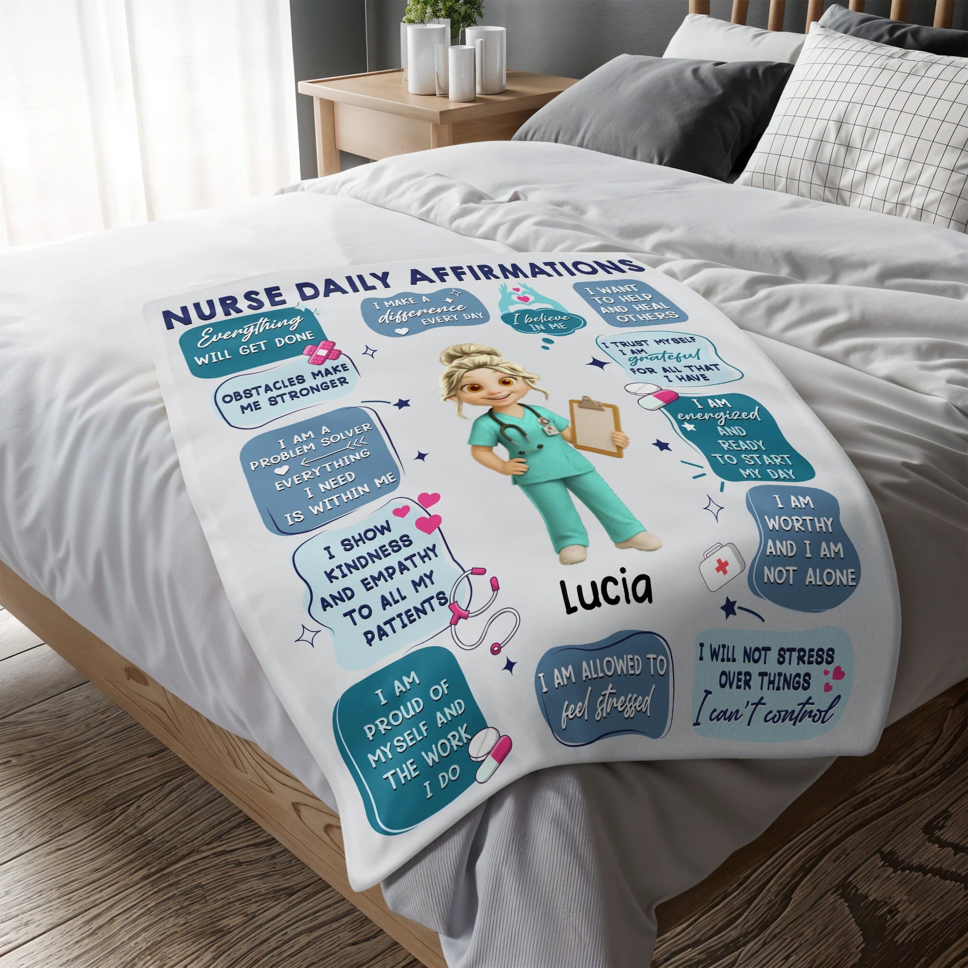 Personalized nurse blanket with daily affirmations design for healthcare workers gift image 7