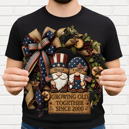 Custom Patriotic Gnomes Wood Sign personalization view for Couples