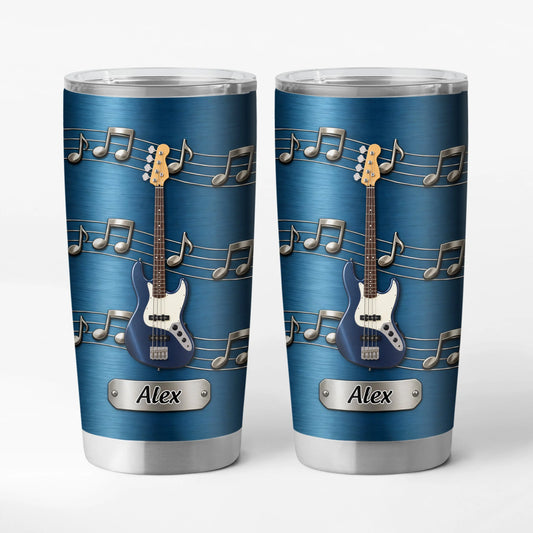Custom Electric Guitar Name Tumbler - Personalized Music Gift for Him