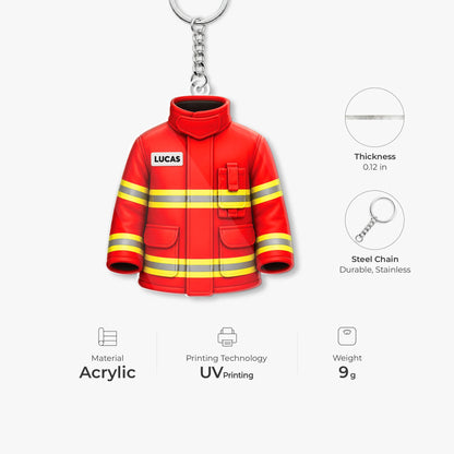 Firefighter Turnout Coat Personalized Acrylic Keychain - Custom Gift for Firefighter Heroes