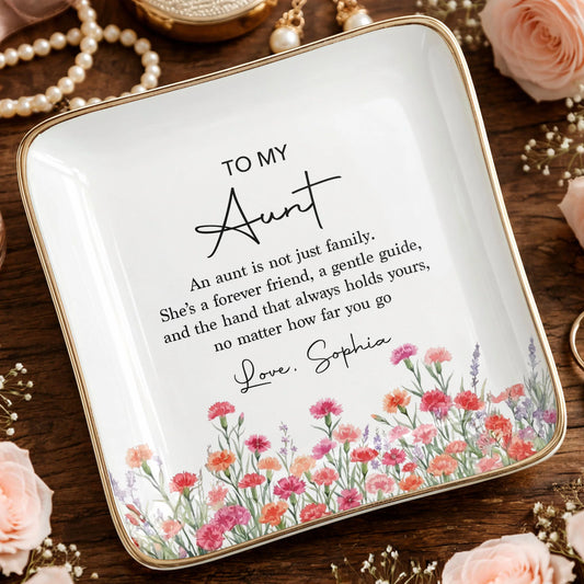 Personalized Aunt Jewelry Dish for Aunt / Uncle with personalized design details for meaningful gifting