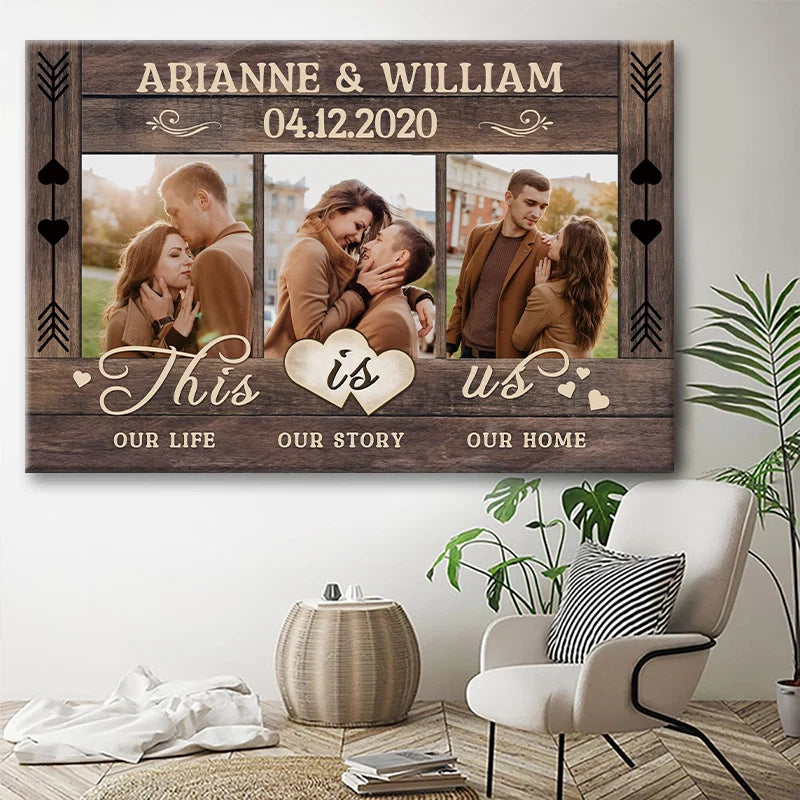 This Is Us Our Life Our Story Our Home - Personalized Canvas / Poster for Couples Anniversary Gift