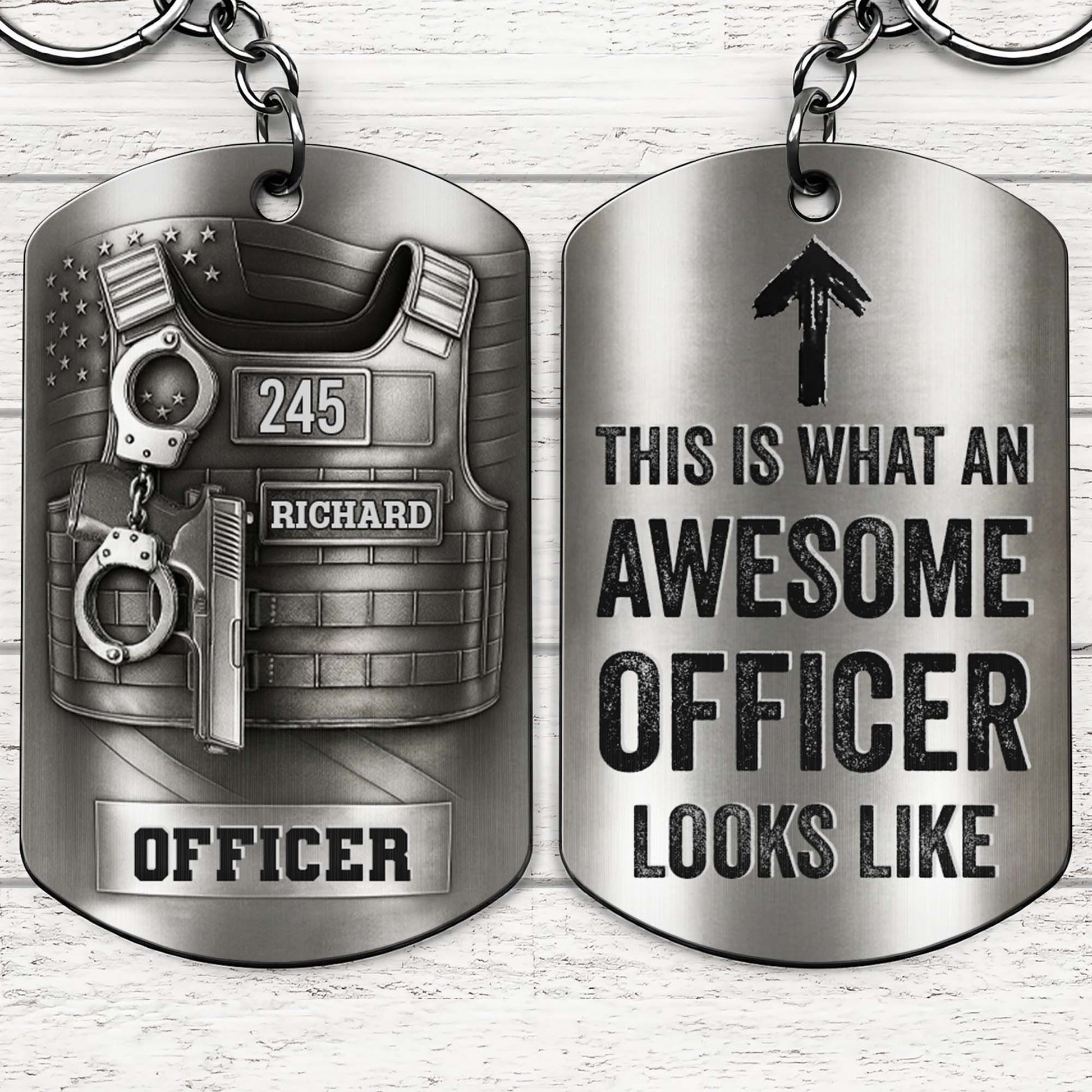 Personalized Police Officer Keychain for Husband with personalized design details for meaningful gifting