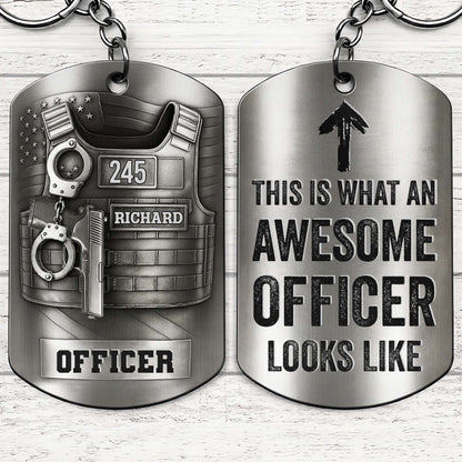 Personalized Police Officer Keychain for Husband with personalized design details for meaningful gifting