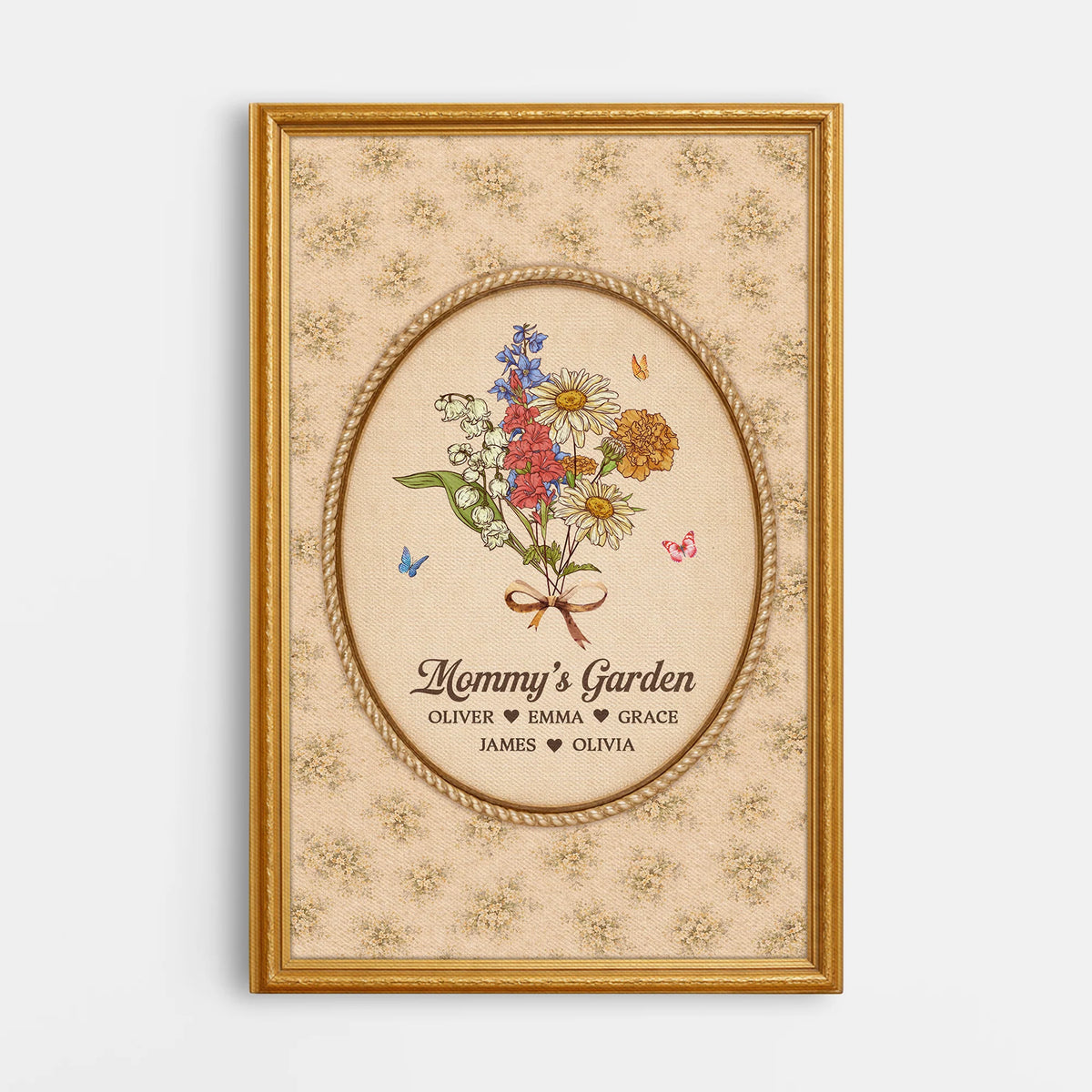 Mommy's Garden Personalized Canvas / Poster - Custom Birth Flower Wall Art Gift for Mom or Grandma