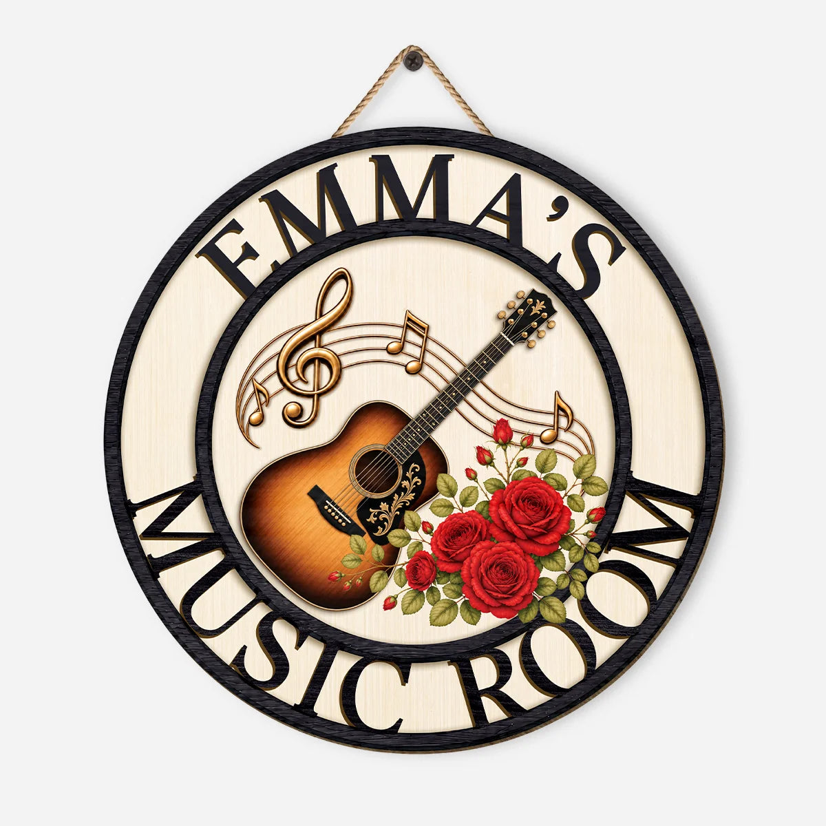 Custom Music Room Wood Sign - Personalized Guitar Wall Decor for Best Friends Birthday