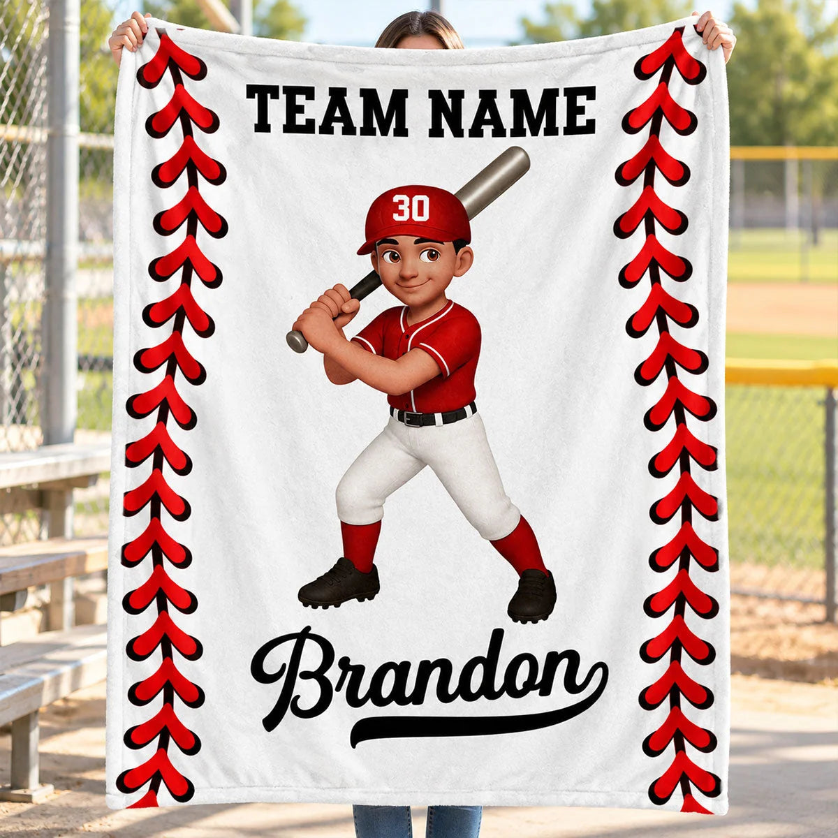 Personalized Baseball & Softball Blanket - Custom Player Name & Team Keepsake Gift for Kids