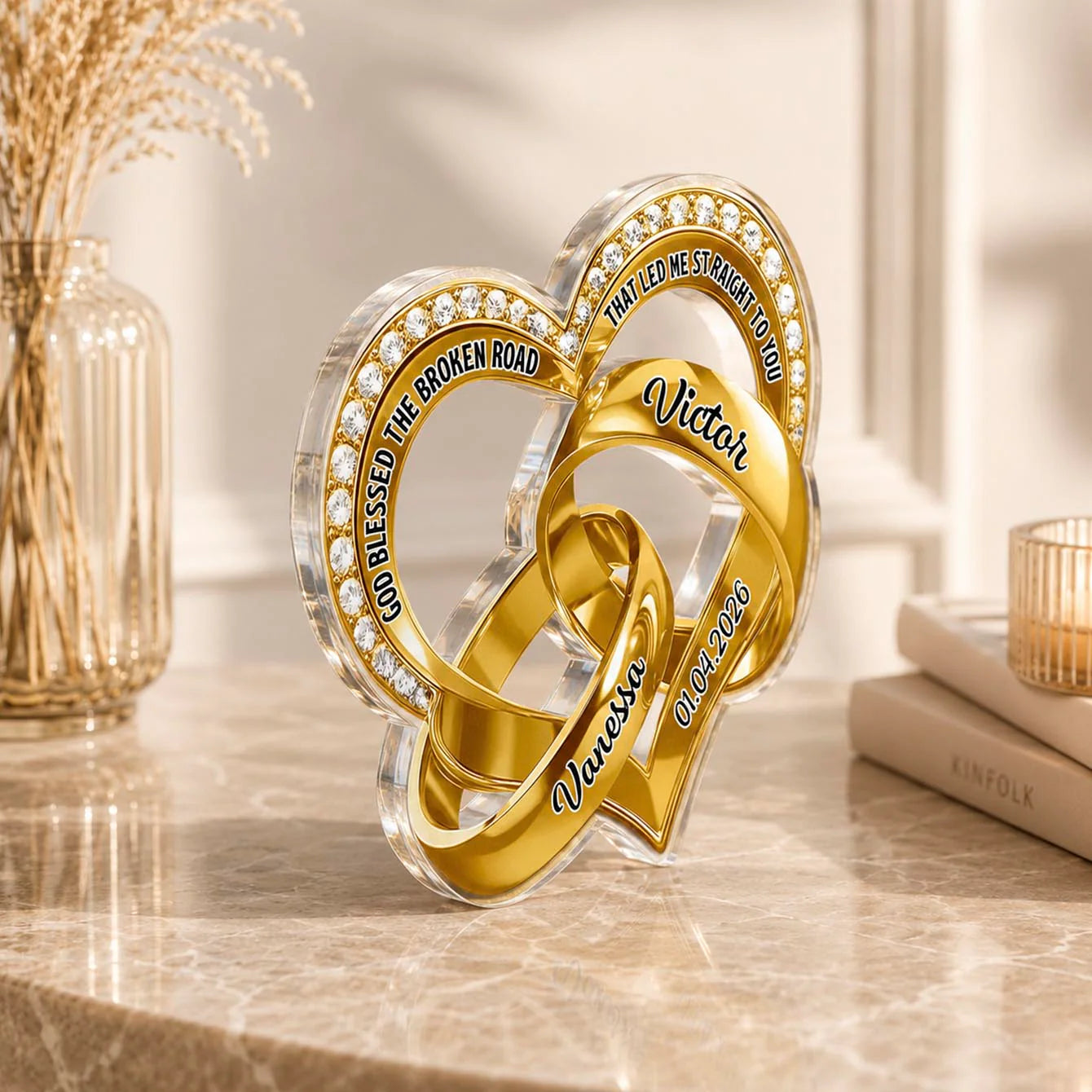 Plaque material and size view - Custom Couple Anniversary Plaque