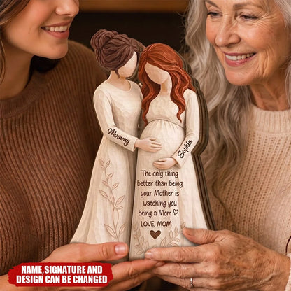 Watching You Become a Mom - Personalized Wooden Block Gift for Expecting Daughter