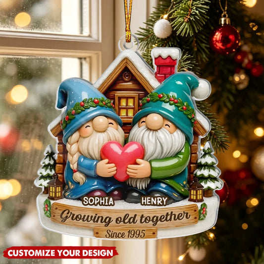 "Growing Old Together" Personalized Couples Acrylic Ornament - Custom Name Anniversary Gift for Husband or Wife