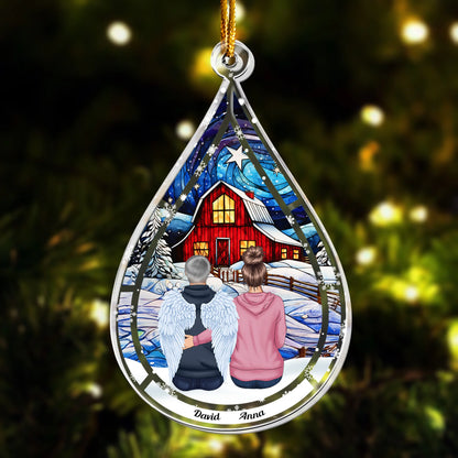 Loss of Loved One Memorial Teardrop Personalized Acrylic Ornament - Christmas Keepsake for Family