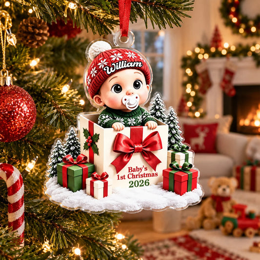 Baby's First Christmas Personalized Acrylic Ornament - Custom Keepsake for New Mom