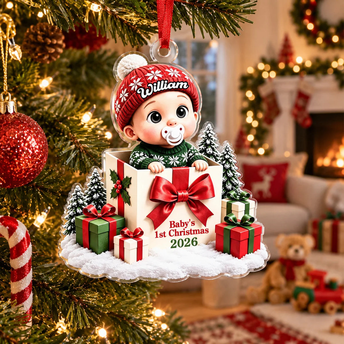 Baby's First Christmas Personalized Acrylic Ornament - Custom Keepsake for New Mom