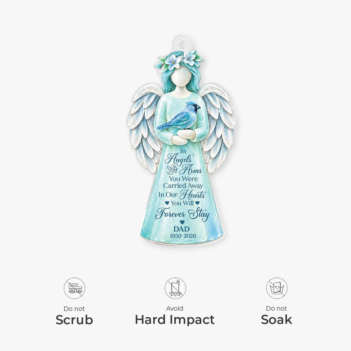 In Angels Arms You Were Carried Away Personalized Acrylic Ornament - Memorial Keepsake for Mom and Dad