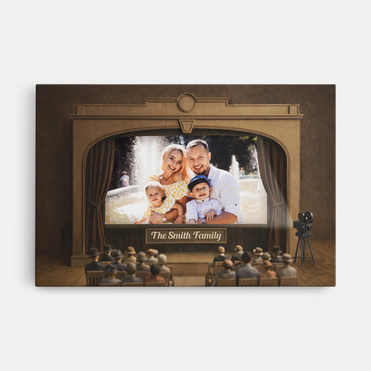 Vintage Theater Cinema Personalized Family Canvas / Poster - Custom Wall Art for Parents