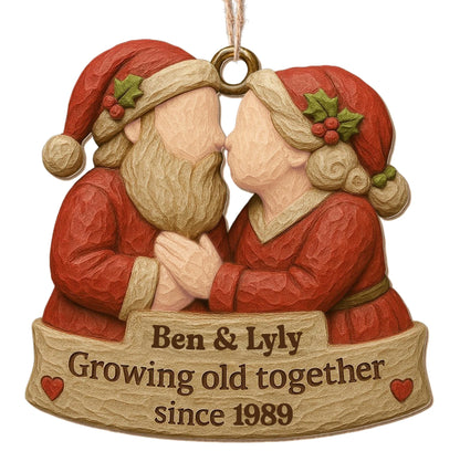 "Growing Old Together" Personalized Wood Ornament - Christmas Holiday Gift for Couples