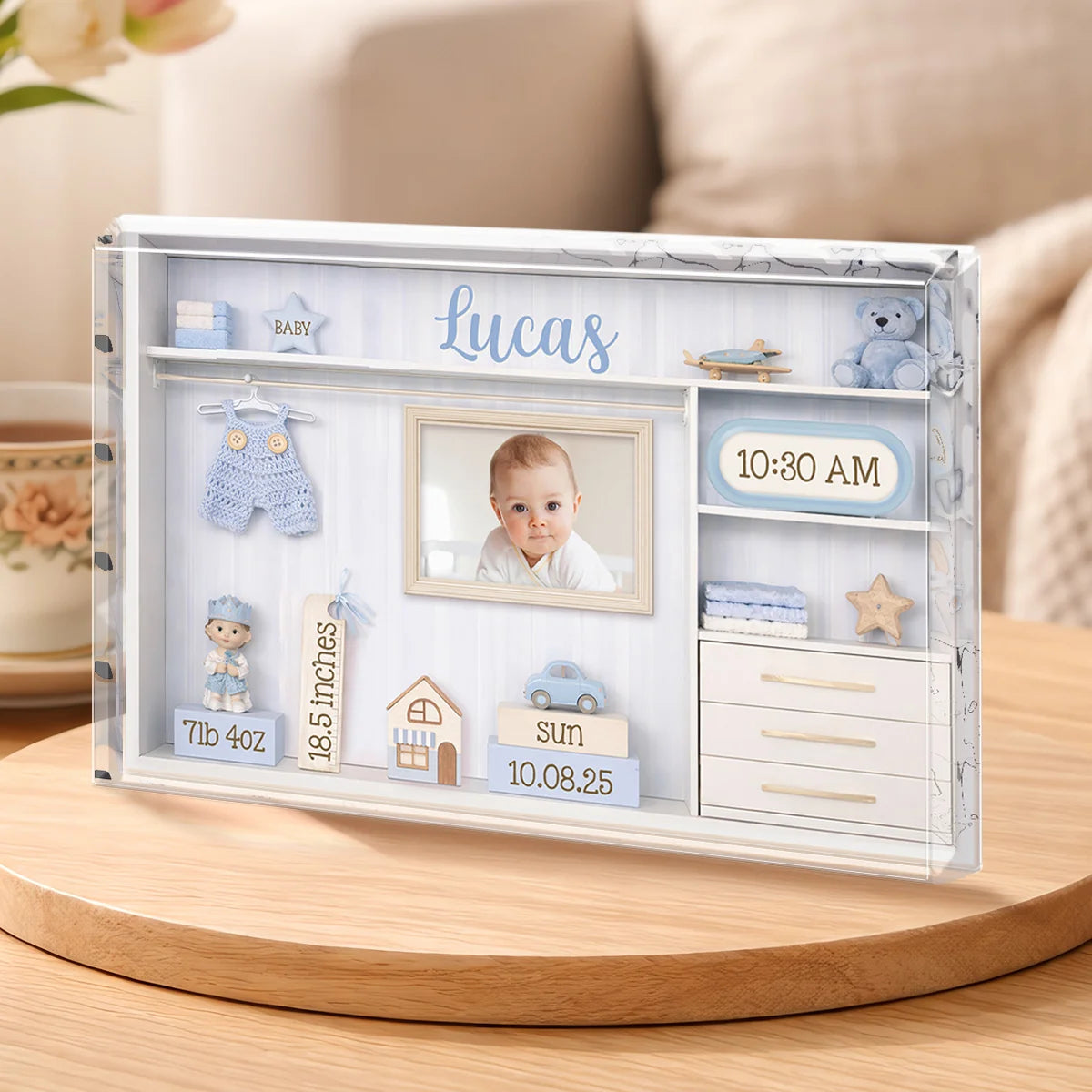 Personalized Baby Birth Stats Acrylic Plaque - Custom Newborn Nursery Keepsake Gift