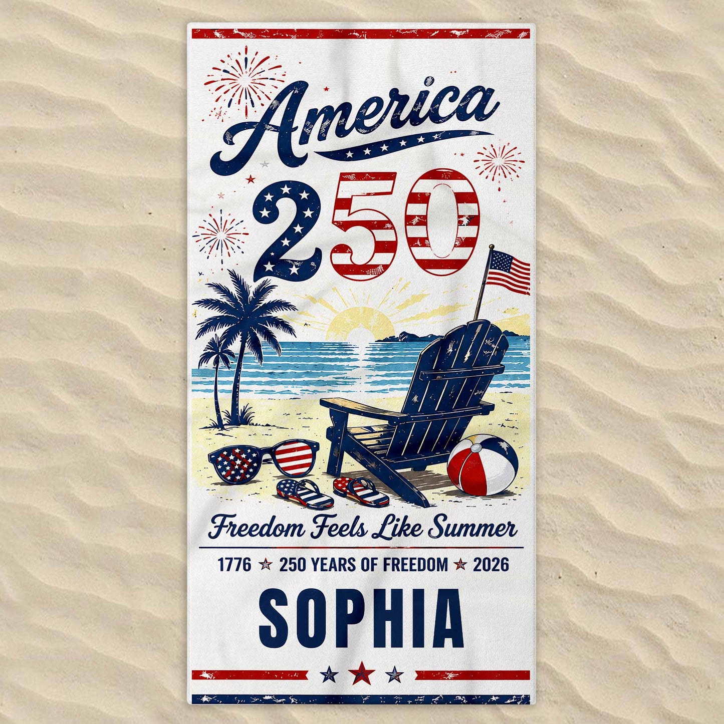 Custom Patriotic Beach Towel for Family with personalized design details for meaningful gifting image 8