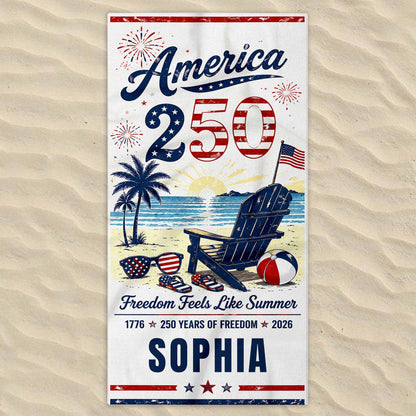 Custom Patriotic Beach Towel for Family with personalized design details for meaningful gifting image 8