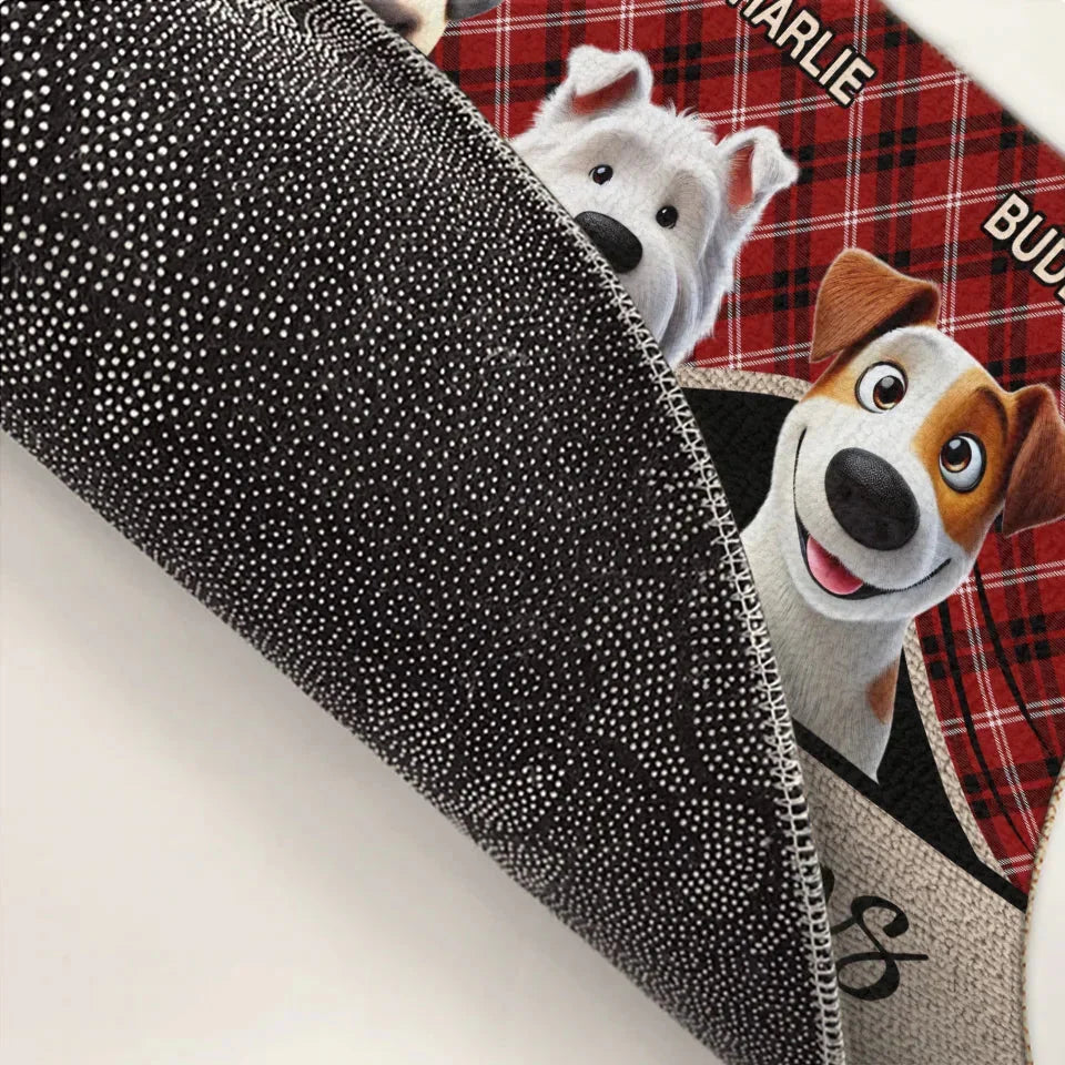 Doormat material and size view - Personalized Dog Lovers Welcome Doormat