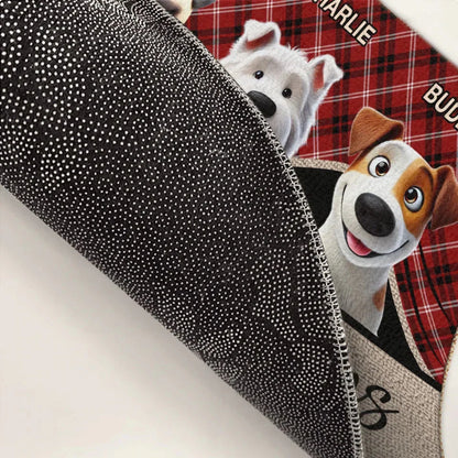 Doormat material and size view - Personalized Dog Lovers Welcome Doormat