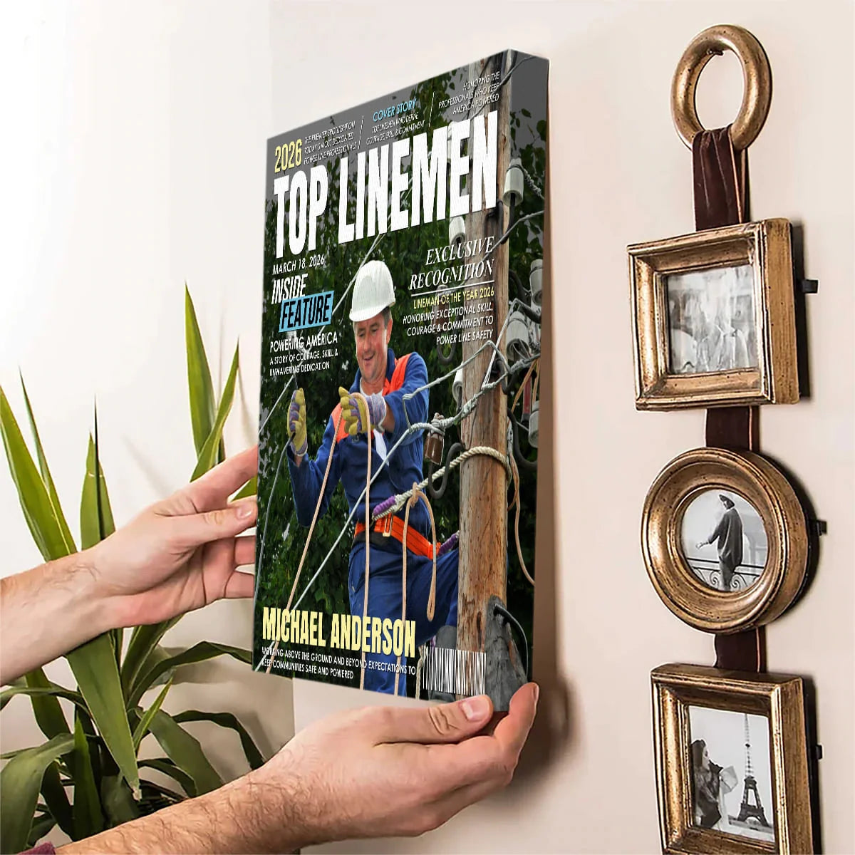 Top Linemen Custom Magazine Canvas / Poster - Personalized Recognition Gift for Electrical Lineworker