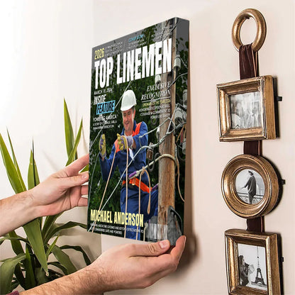 Top Linemen Custom Magazine Canvas / Poster - Personalized Recognition Gift for Electrical Lineworker
