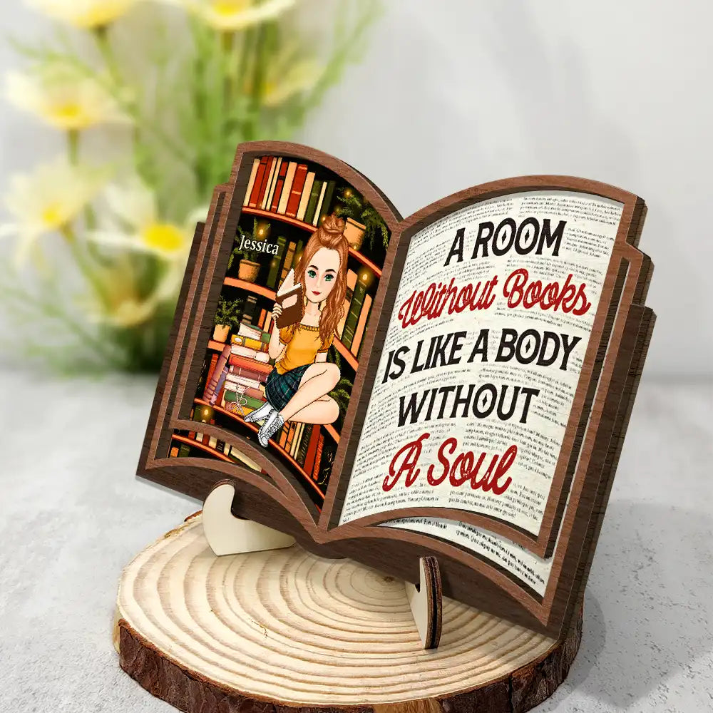 Personalized Book Lover Wooden Plaque personalization view for Mom