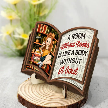 Personalized Book Lover Wooden Plaque personalization view for Mom