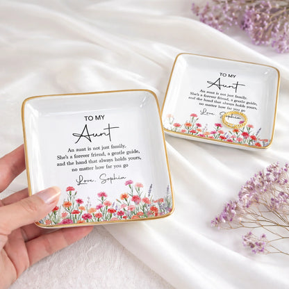 Jewelry Dish material and size view - Personalized Aunt Jewelry Dish