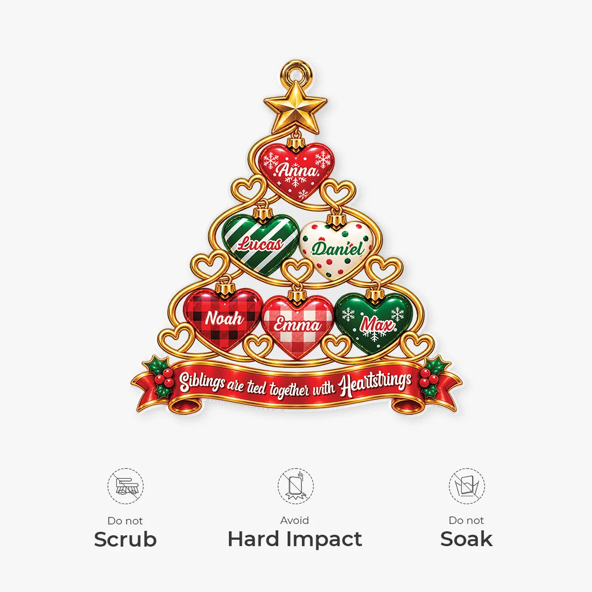 Tied Together With Heartstrings Personalized Sibling Acrylic Ornament - Custom Tree Keepsake Gift